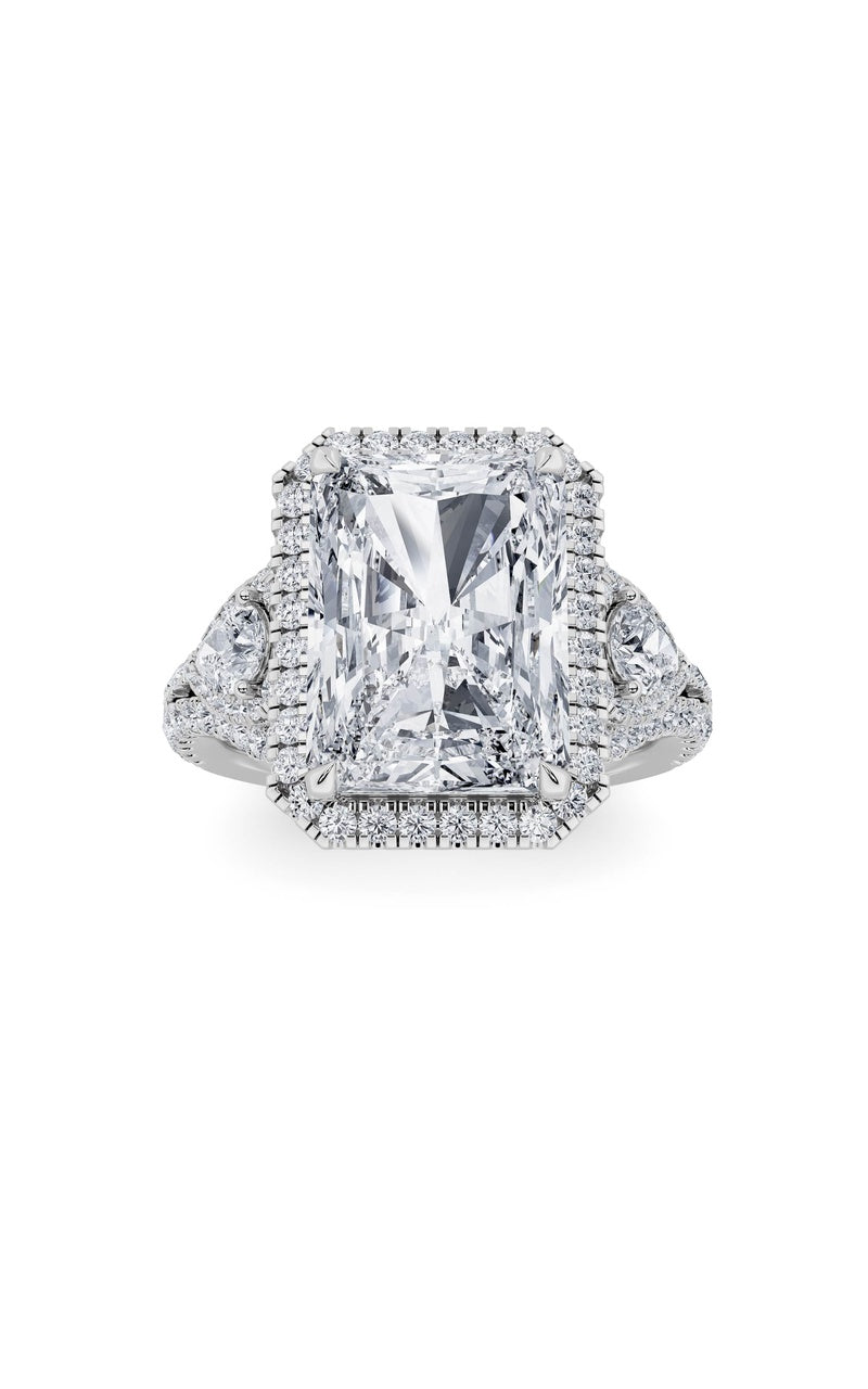 6.25Cttw Radiant Shaped Lab Grown Diamond (G/VS) Bold Accented Statement Engagement Ring in 14K Gold