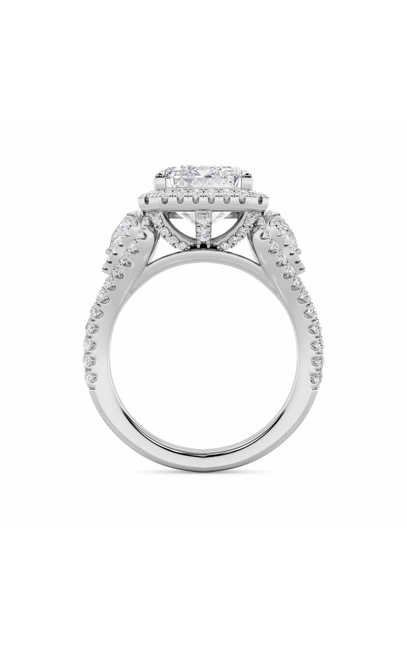6.25Cttw Radiant Shaped Lab Grown Diamond (G/VS) Bold Accented Statement Engagement Ring in 14K Gold