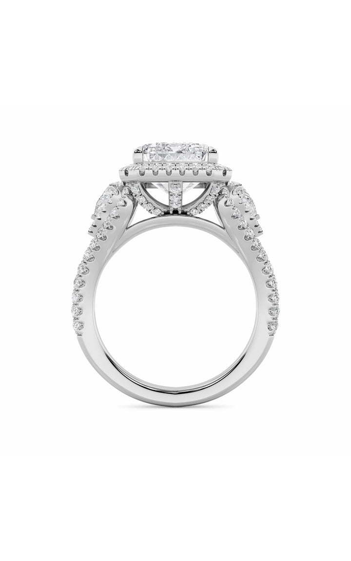 6.25Cttw Radiant Shaped Lab Grown Diamond (G/VS) Bold Accented Statement Engagement Ring in 14K Gold