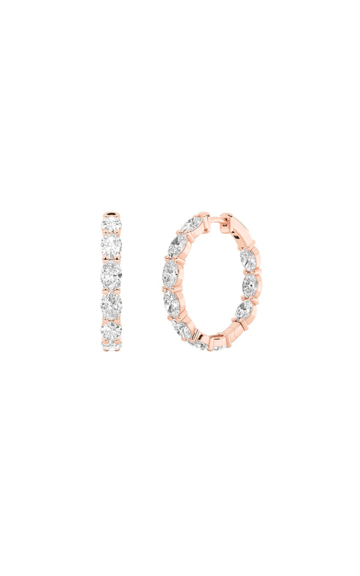 4Cttw Oval Shaped Lab Grown Diamond Inside Out Hoop Earrings in 14K Gold (F/VS)
