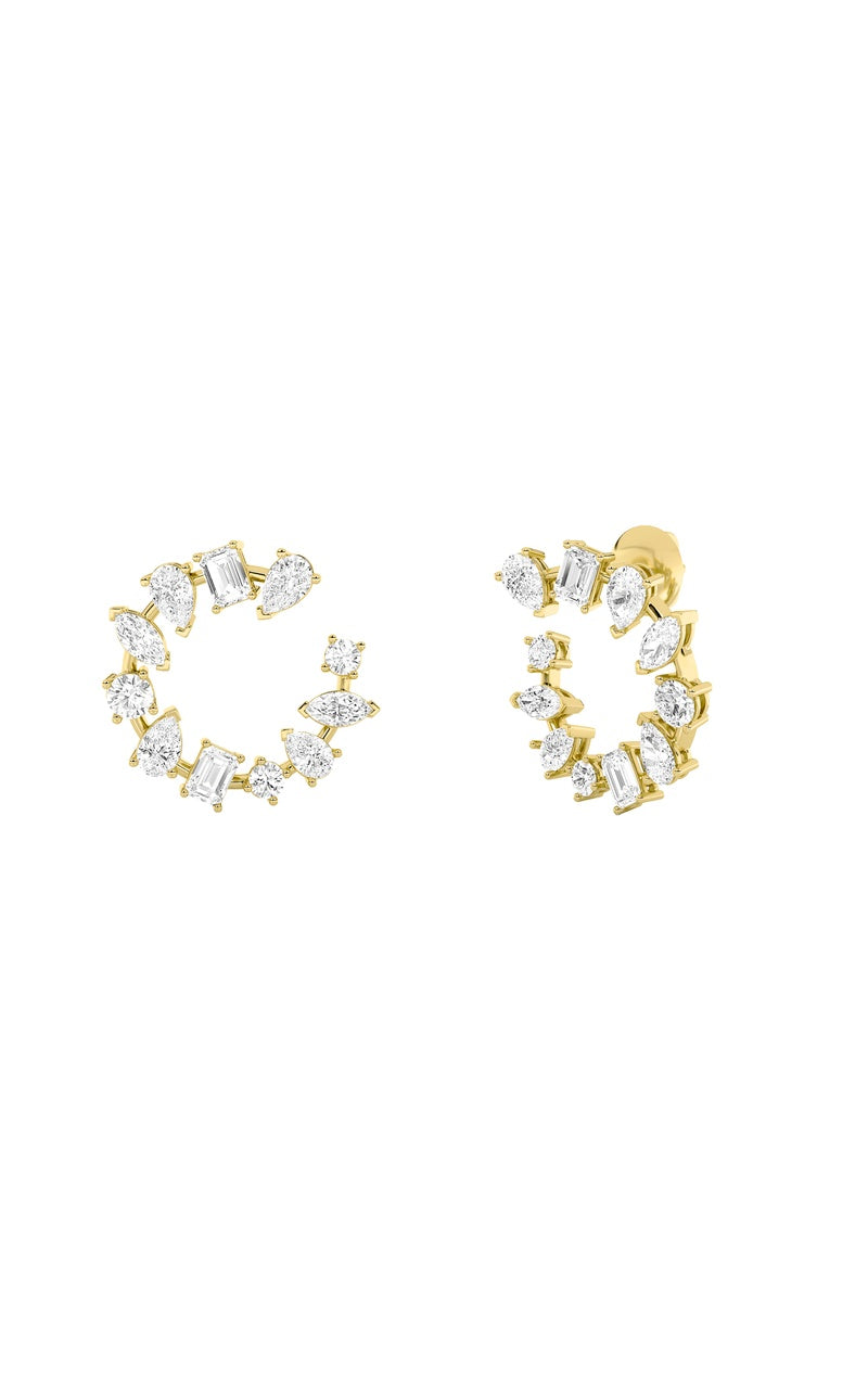 5Cttw Mix Shaped Lab Grown Diamond (F/VS) Fancy Circle Earrings in 14K Gold