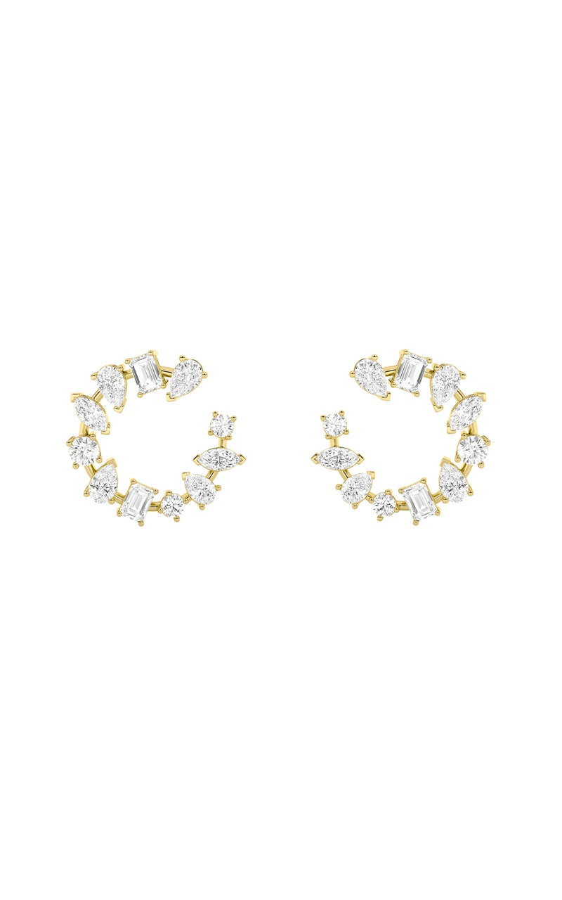 5Cttw Mix Shaped Lab Grown Diamond (F/VS) Fancy Circle Earrings in 14K Gold