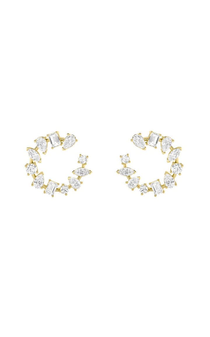 5Cttw Mix Shaped Lab Grown Diamond (F/VS) Fancy Circle Earrings in 14K Gold