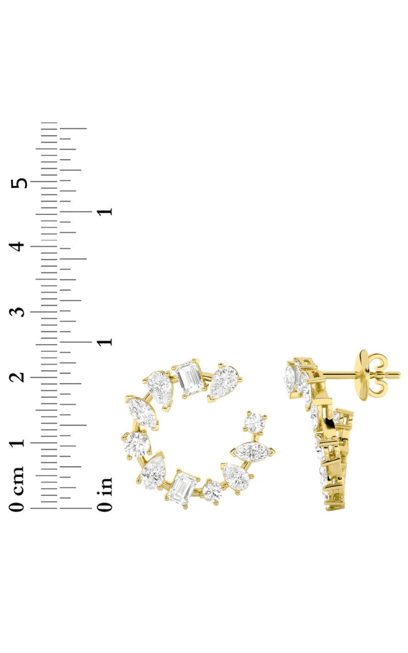 5Cttw Mix Shaped Lab Grown Diamond (F/VS) Fancy Circle Earrings in 14K Gold