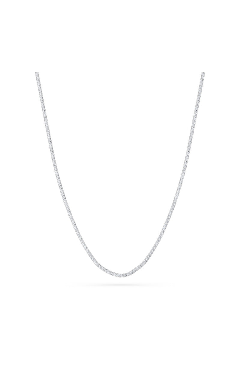 10Cttw Round Shaped Lab Grown Diamond (F/VS) Tennis Necklace in 14K White Gold