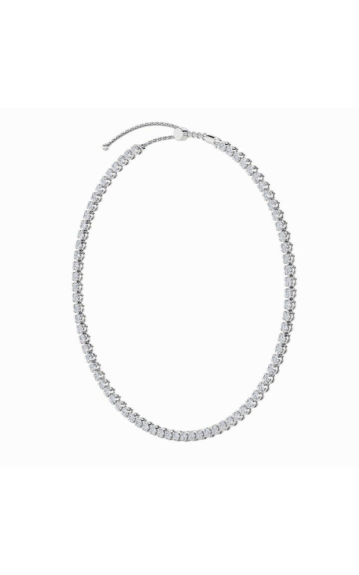 15Cttw Round Shaped Lab Grown Diamond (F/VS) Bezel Set Tennis Necklace in 14K White Gold