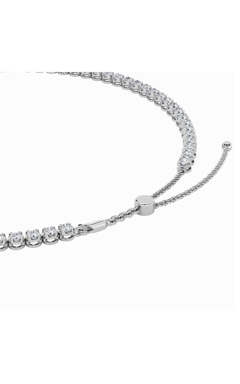 15Cttw Round Shaped Lab Grown Diamond (F/VS) Bezel Set Tennis Necklace in 14K White Gold