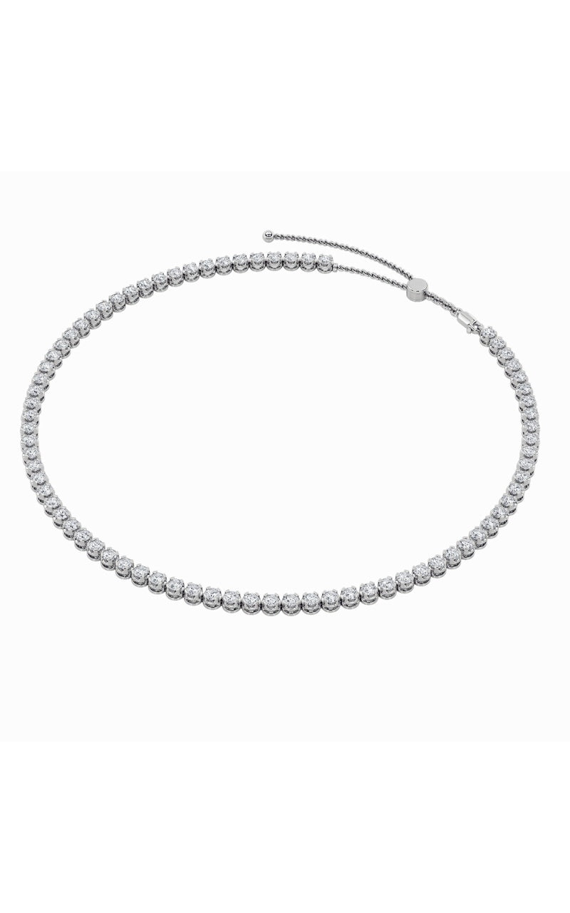 15Cttw Round Shaped Lab Grown Diamond (F/VS) Bezel Set Tennis Necklace in 14K White Gold