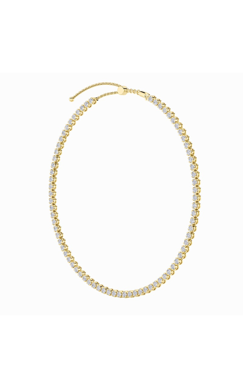 15Cttw Round Shaped Lab Grown Diamond (F/VS) Bezel Set Tennis Necklace in 14K White Gold