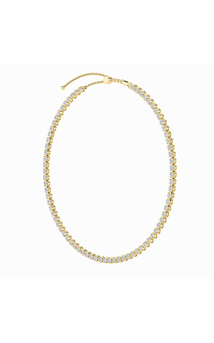 15Cttw Round Shaped Lab Grown Diamond (F/VS) Bezel Set Tennis Necklace in 14K White Gold