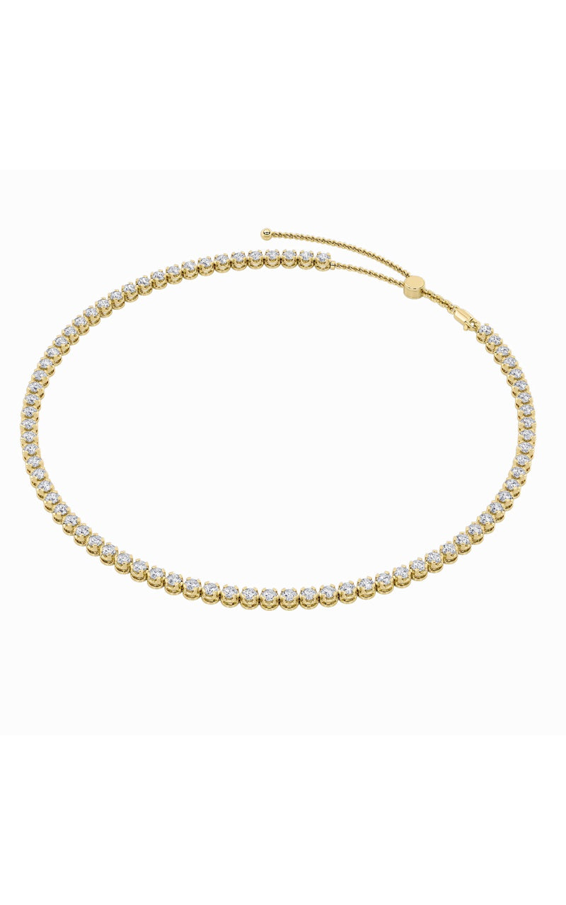 15Cttw Round Shaped Lab Grown Diamond (F/VS) Bezel Set Tennis Necklace in 14K White Gold