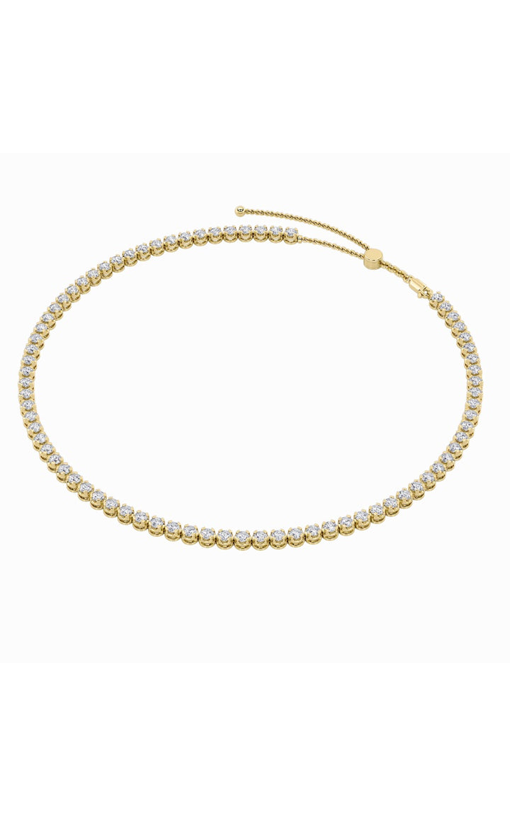 15Cttw Round Shaped Lab Grown Diamond (F/VS) Bezel Set Tennis Necklace in 14K White Gold