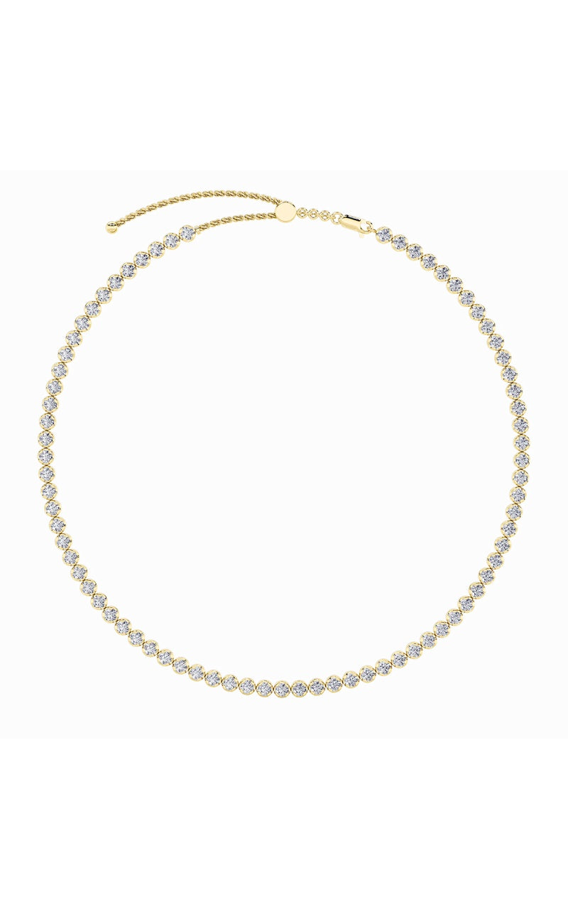 15Cttw Round Shaped Lab Grown Diamond (F/VS) Bezel Set Tennis Necklace in 14K White Gold
