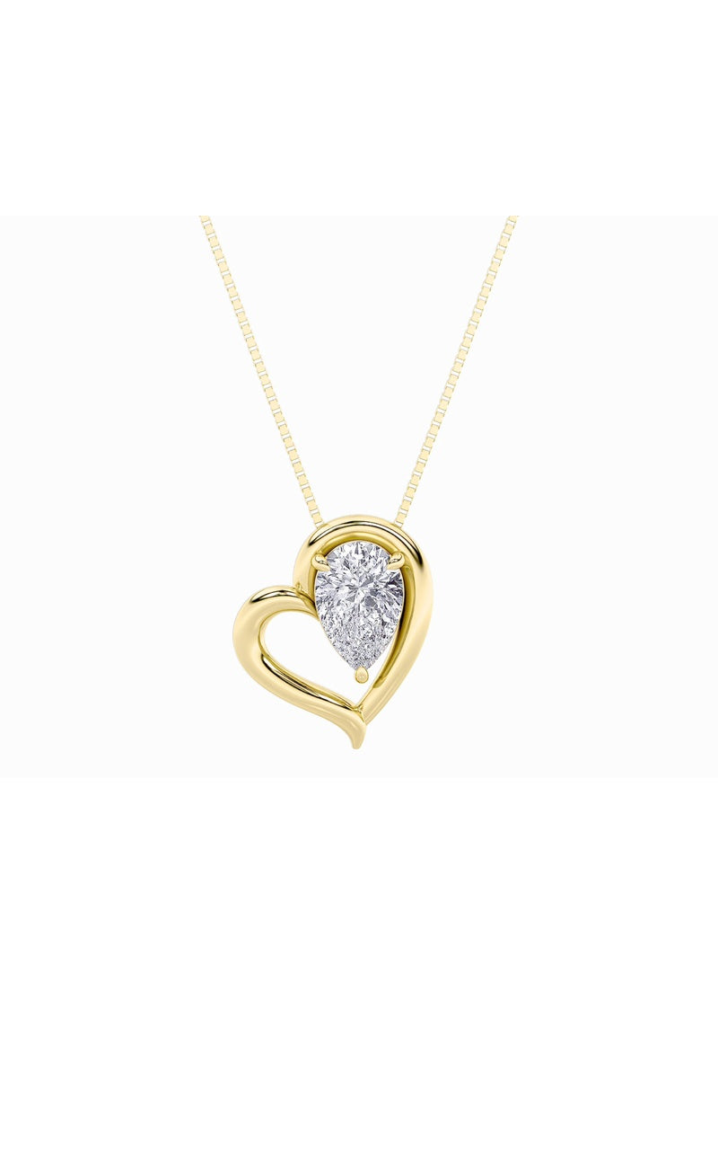 0.5Cttw Pear Shaped Lab Grown Diamond (F/VS) Heart Pendant in 14K  White Gold