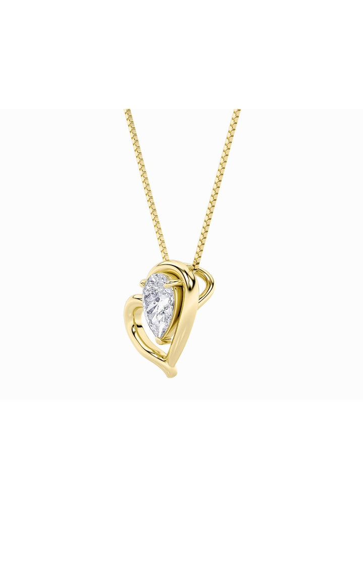 0.5Cttw Pear Shaped Lab Grown Diamond (F/VS) Heart Pendant in 14K  White Gold