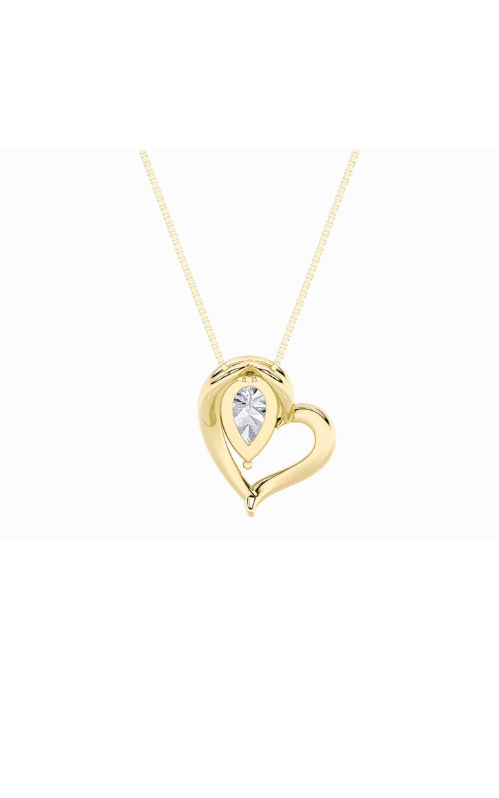 0.5Cttw Pear Shaped Lab Grown Diamond (F/VS) Heart Pendant in 14K  White Gold