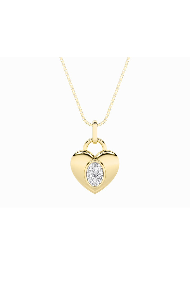 1Cttw Oval Shaped Lab Grown Diamond (F/VS) Heart Pendant in 14K  White Gold
