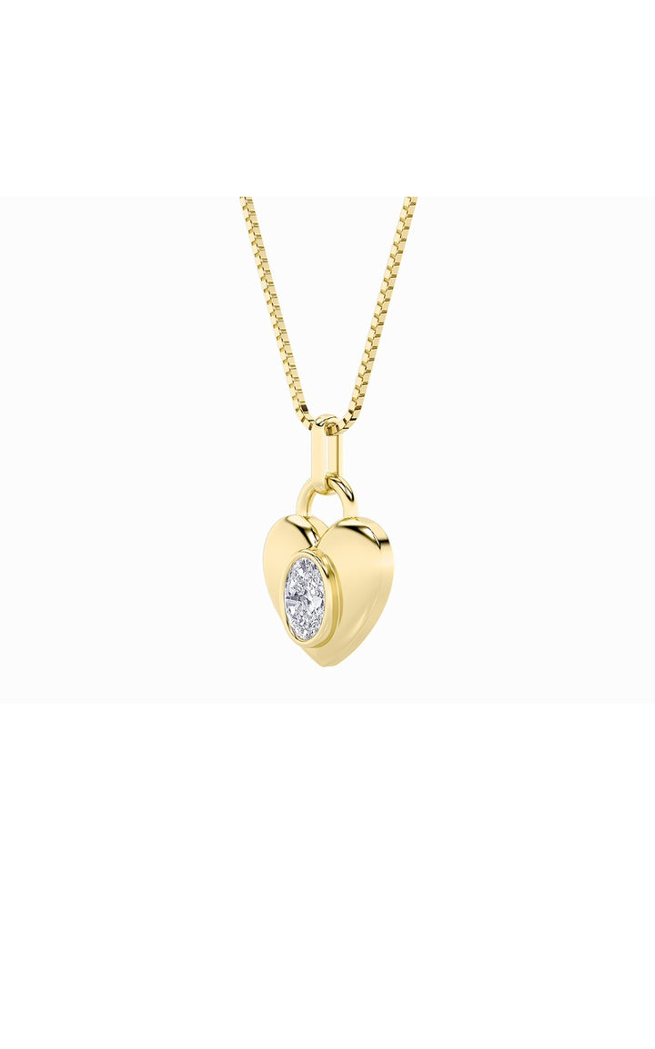 1Cttw Oval Shaped Lab Grown Diamond (F/VS) Heart Pendant in 14K  White Gold