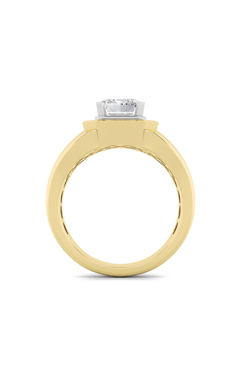 3Cttw Emerald Shaped Lab Grown Diamond (F/VS) Mens Ring in 14K Gold