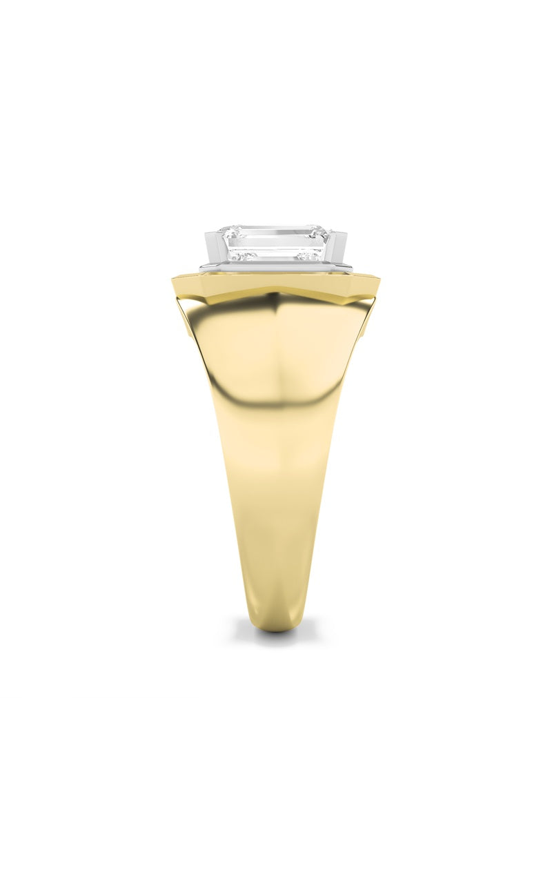 3Cttw Emerald Shaped Lab Grown Diamond (F/VS) Mens Ring in 14K Gold