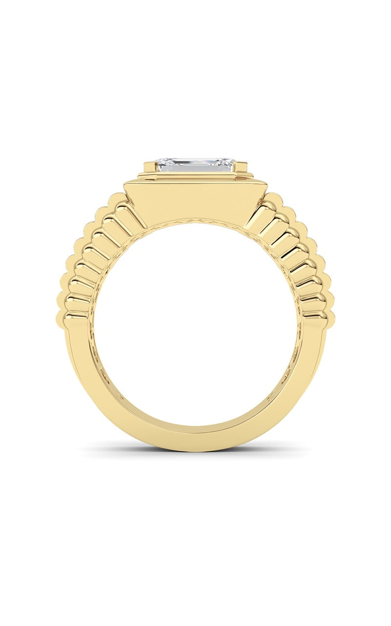 2.5Cttw Emerald Shaped Lab Grown Diamond (F/VS) Mens Ring in 14K Gold
