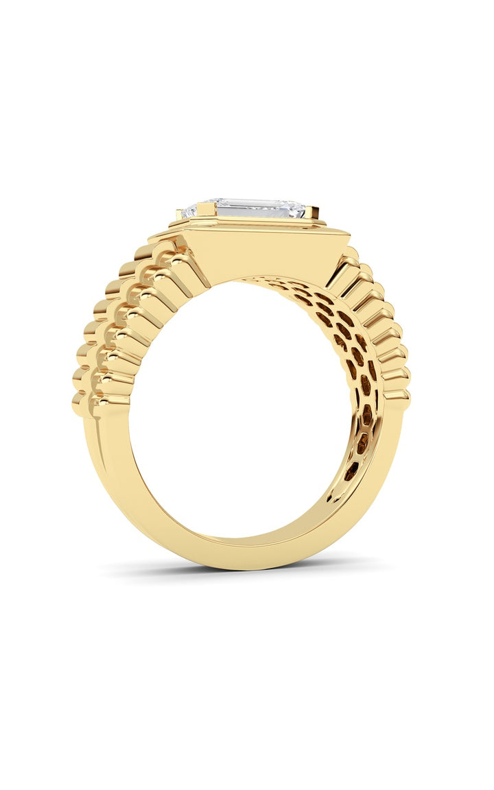 2.5Cttw Emerald Shaped Lab Grown Diamond (F/VS) Mens Ring in 14K Gold