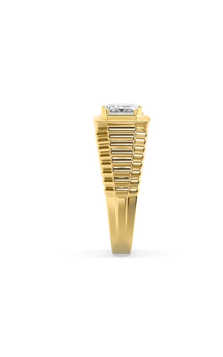 2.5Cttw Emerald Shaped Lab Grown Diamond (F/VS) Mens Ring in 14K Gold