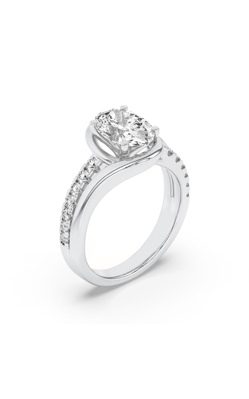 3.5Cttw Oval Shaped Lab Grown Diamond (F/VS) Swirl Shank Accented Engagement RING in 14K Gold