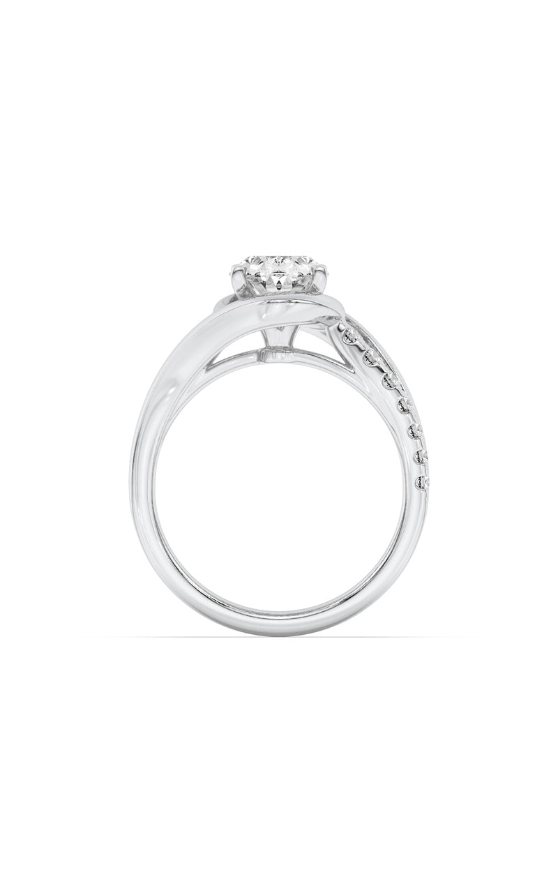 3.5Cttw Oval Shaped Lab Grown Diamond (F/VS) Swirl Shank Accented Engagement RING in 14K Gold