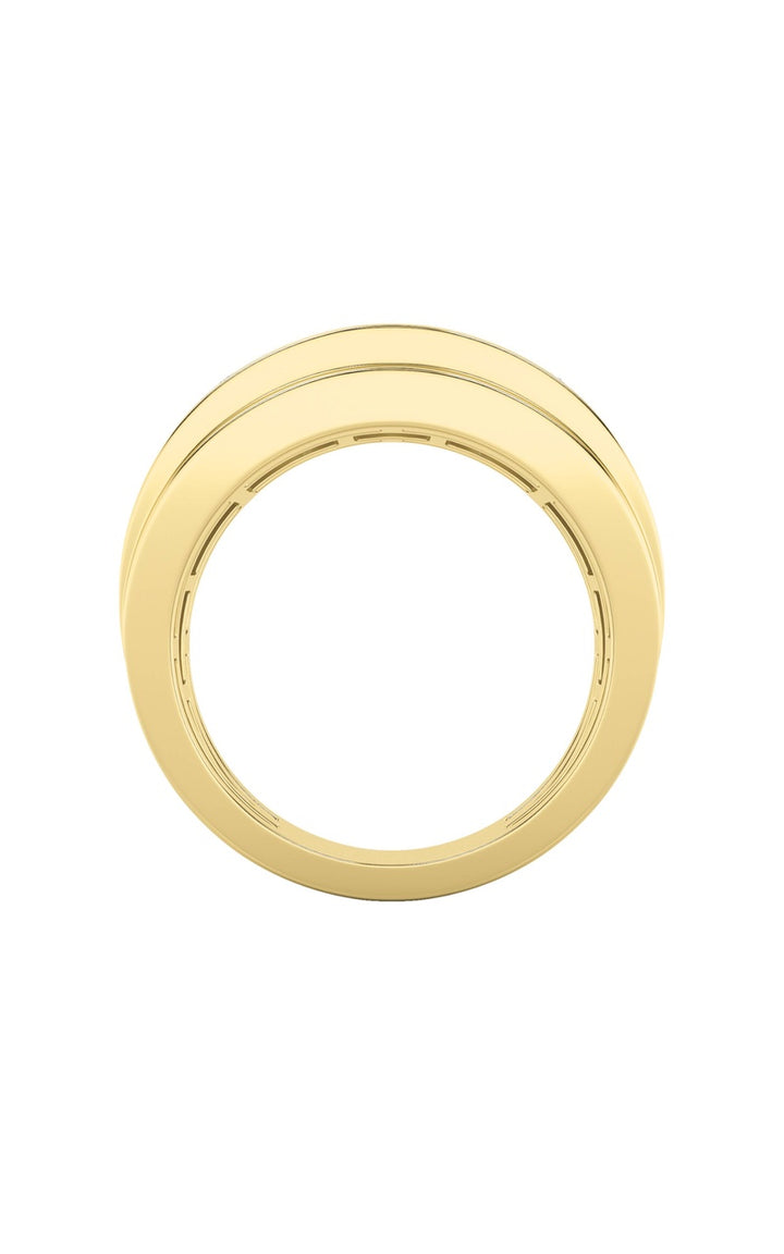 3CTW Princess Shaped Lab Grown Diamond (F/VS) Three Stone Channel Set Mens Ring in 14K Gold