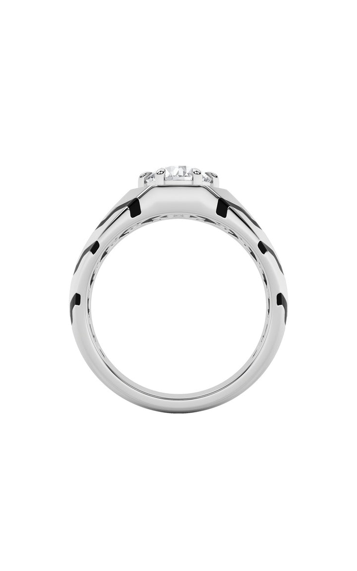 1.5Cttw Round Shaped Lab Grown Diamond (F/VS) Mens Ring in 14K White Gold