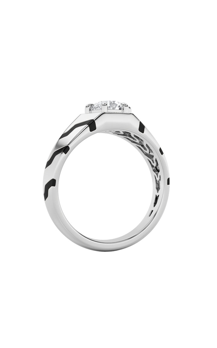 1.5Cttw Round Shaped Lab Grown Diamond (F/VS) Mens Ring in 14K White Gold