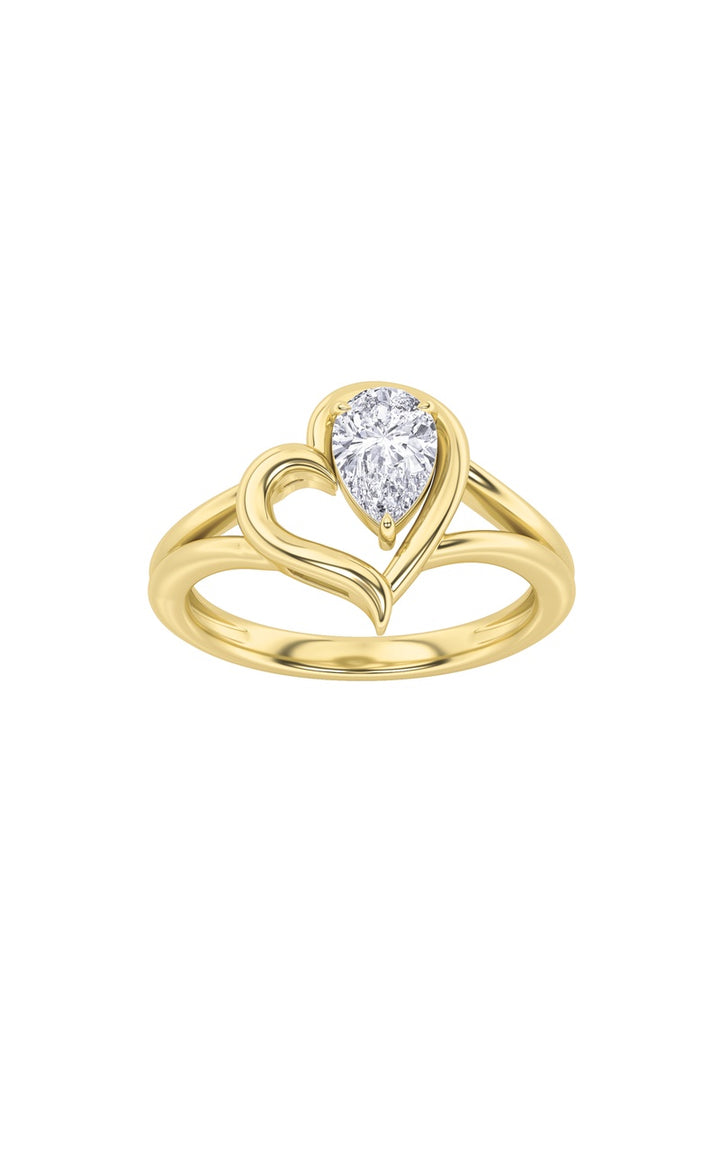 0.5CTW Pear Shaped Lab Grown Diamond (F/VS) Heart Ring in 14K  White Gold