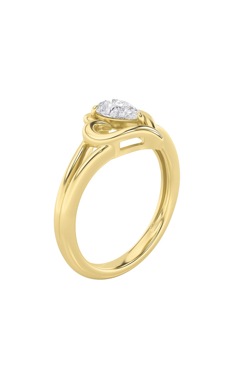 0.5CTW Pear Shaped Lab Grown Diamond (F/VS) Heart Ring in 14K  White Gold