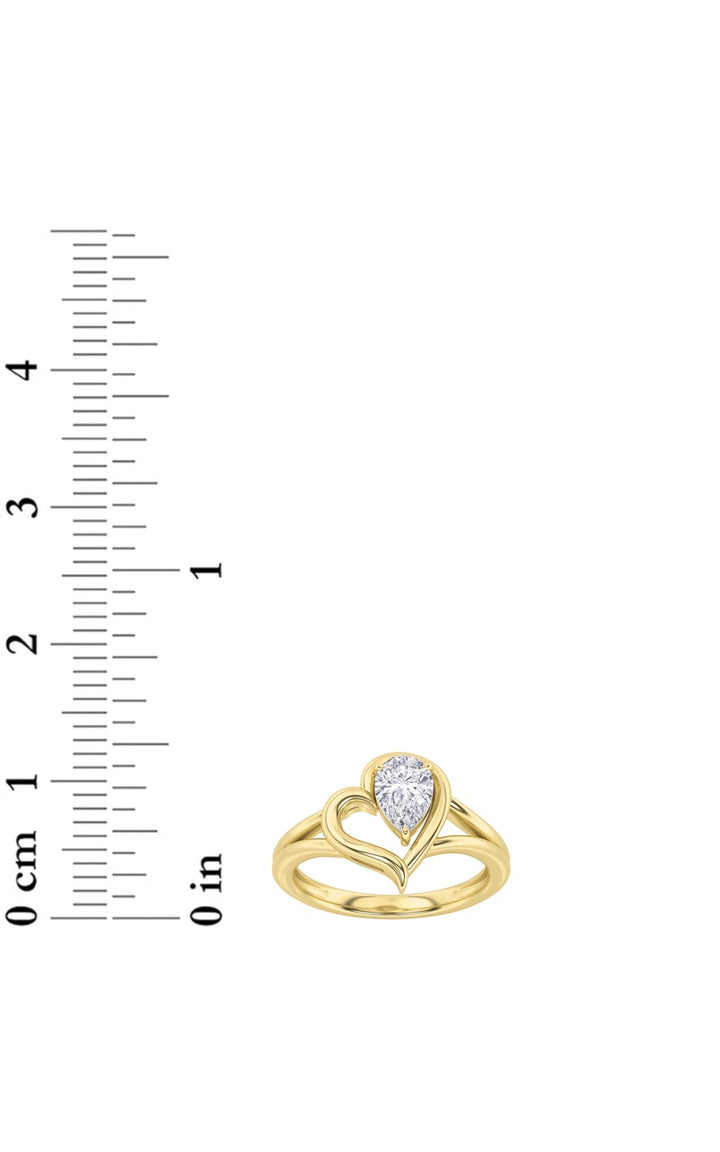 0.5Cttw Pear Shaped Lab Grown Diamond (F/VS) Heart Ring in 14K  White Gold