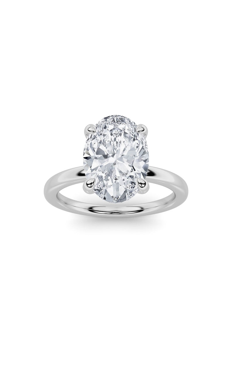4Cttw Oval Shaped Lab Grown Diamond Classic Solitaire Ring in 14K Gold (F/VS)
