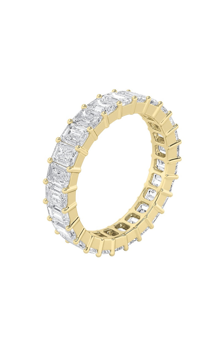 2.5Cttw Emerald Shaped Lab Grown Diamond Split Prong Eternity Ring in 14K Gold (F/VS)