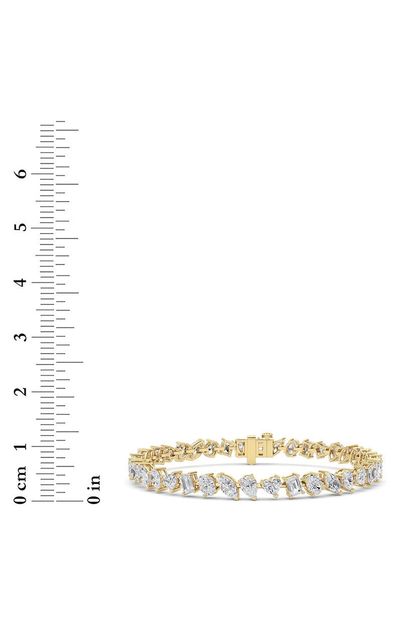 8Cttw Mix Shaped Lab Grown Diamond (F/VS) Bracelet in 14K Gold
