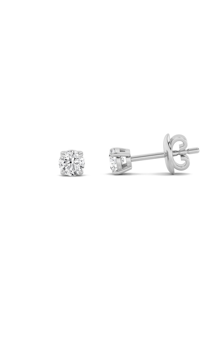 5Cttw Round Shaped Lab Grown Diamond (F/VS) Classic Basket Set Stud Earrings in 14K Gold