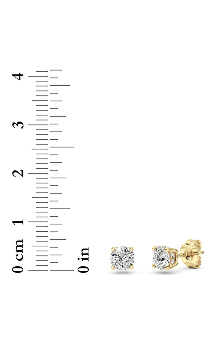 1Cttw Round Shaped Lab Grown Diamond (F/VS) Hidden Halo Stud Earrings in 14K Gold