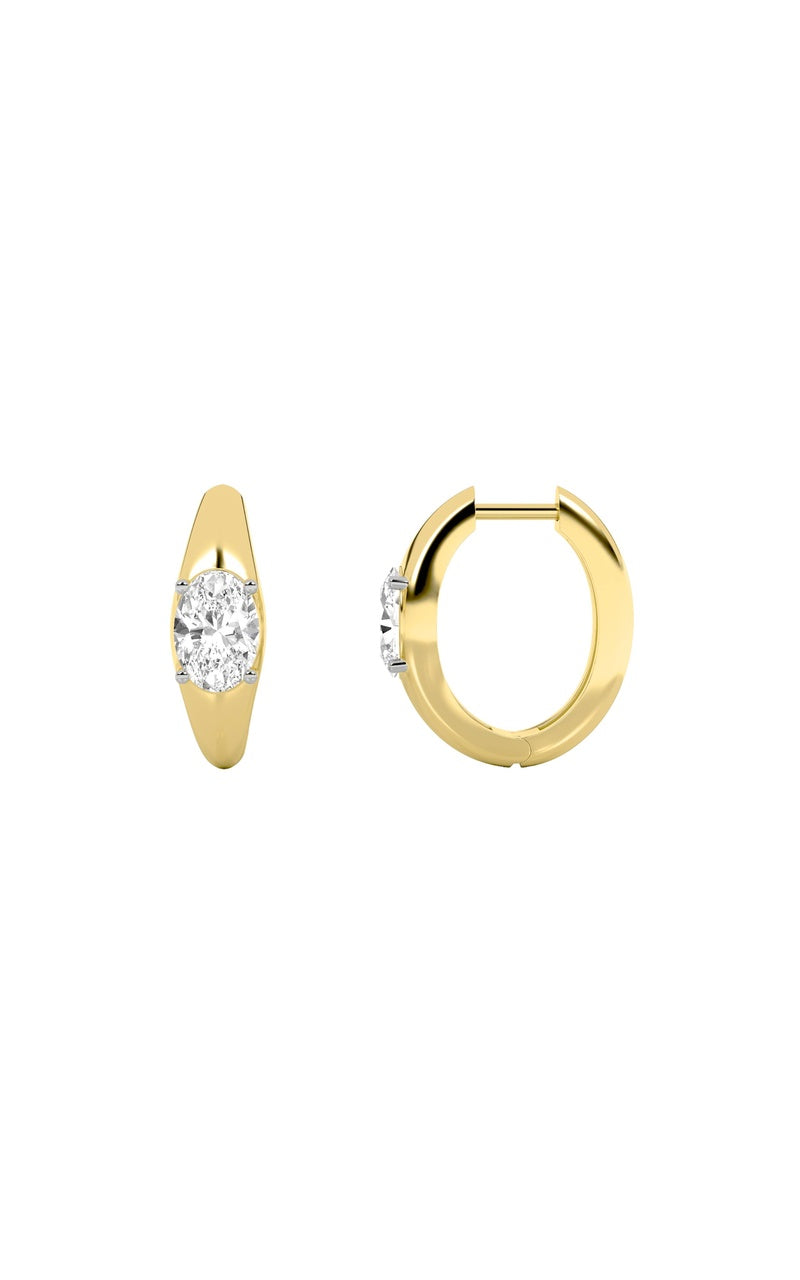 2Cttw Oval Shaped Lab Grown Diamond (G/VS) Huggie Earrings in 10K Gold