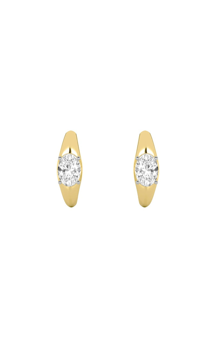 2Cttw Oval Shaped Lab Grown Diamond (G/VS) Huggie Earrings in 10K Gold