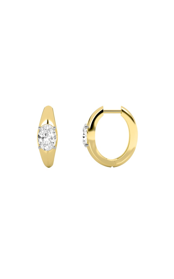 2Cttw Oval Shaped Lab Grown Diamond (G/VS) Huggie Earrings in 10K Gold