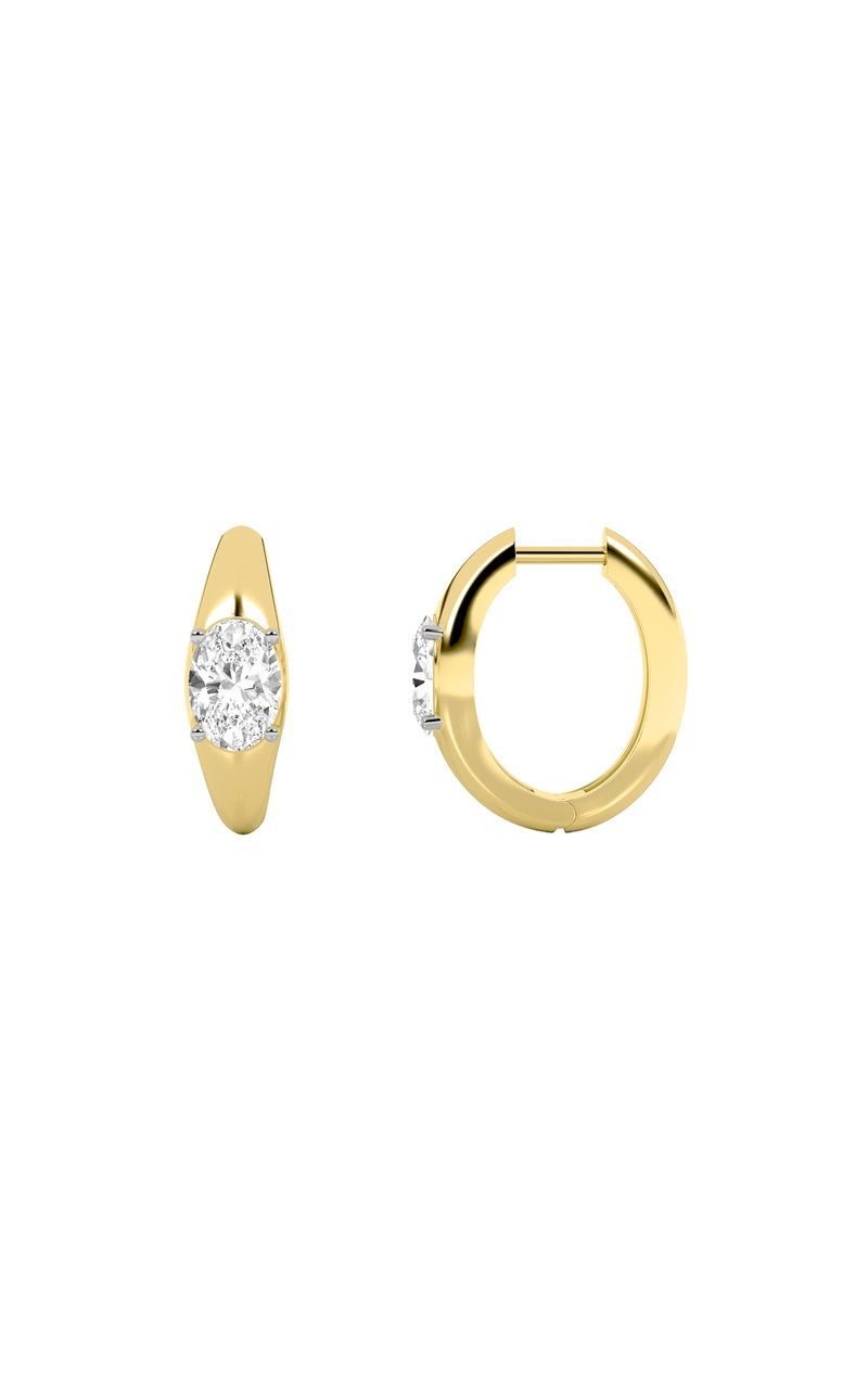 2Cttw Oval Shaped Lab Grown Diamond (G/VS) HuggieEarrings in 10K Gold