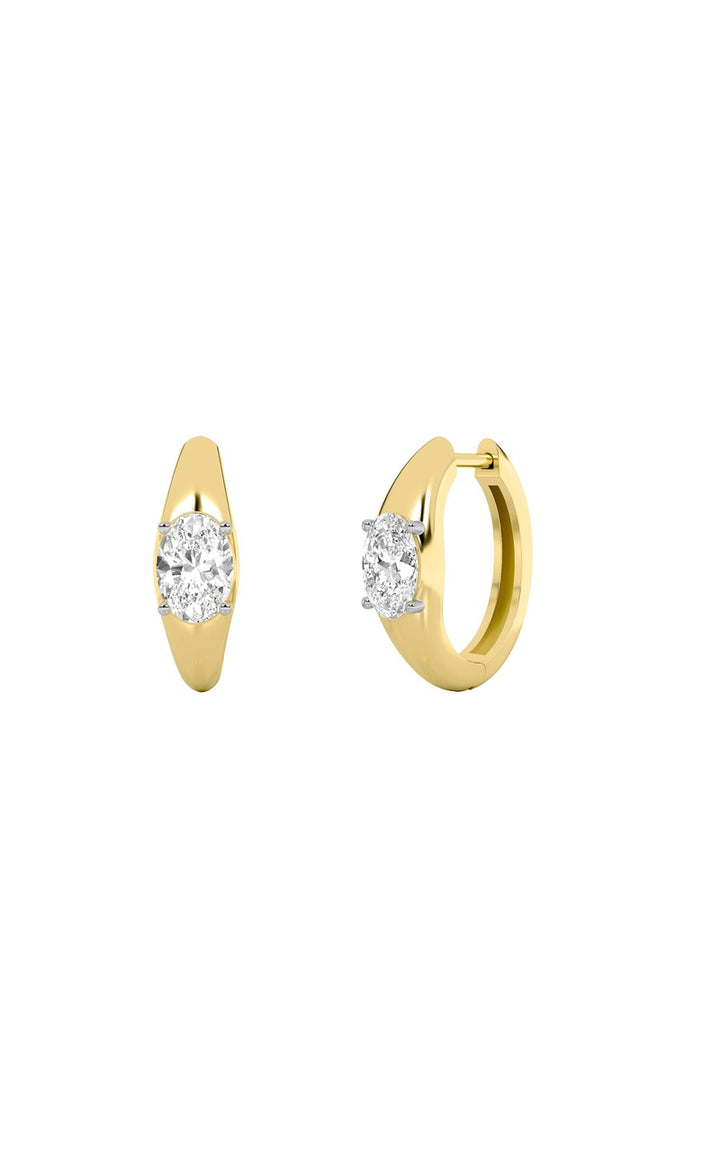 2Cttw Oval Shaped Lab Grown Diamond (G/VS) Huggie Earrings in 10K Gold