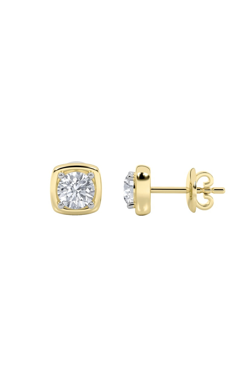 2Cttw Round Shaped Lab Grown Diamond (F/VS) Stud Earrings in 14K Gold