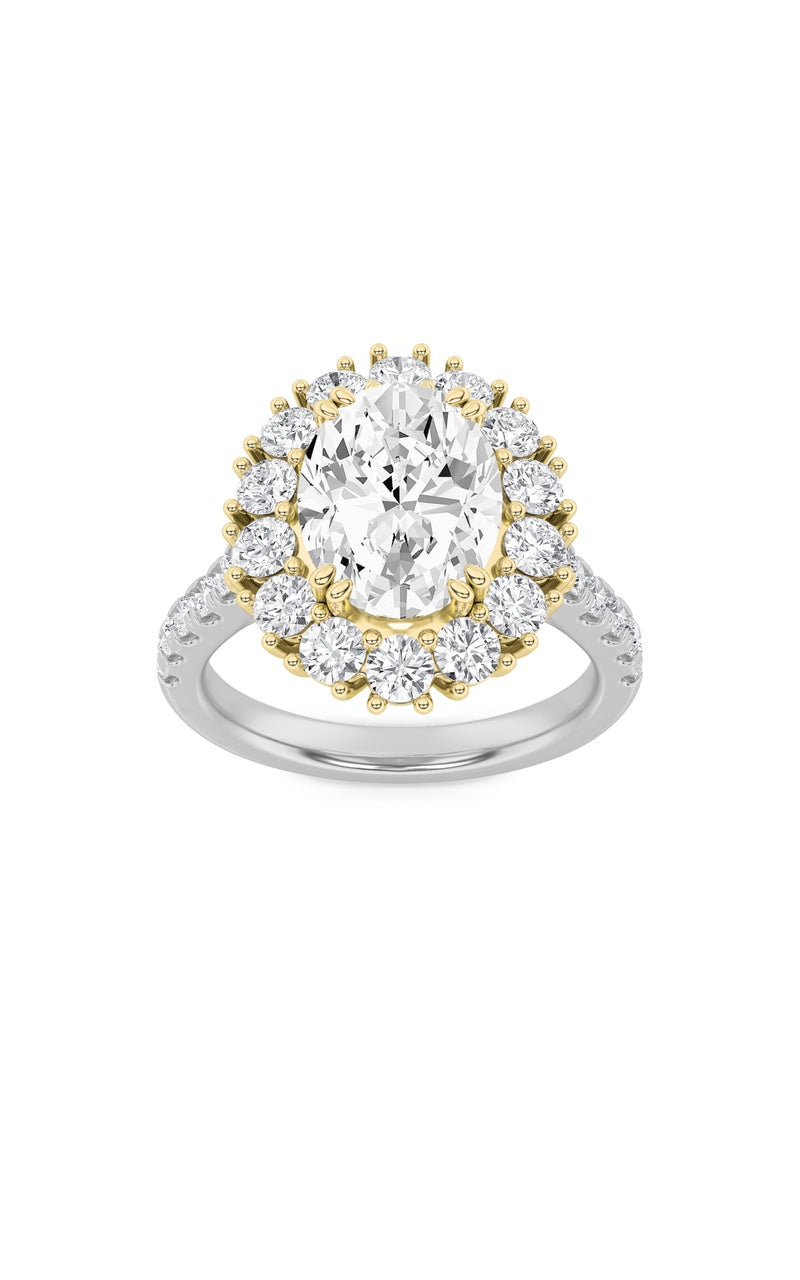4Cttw Oval Shaped Lab Grown Diamond (F/VS) Bold Classic Engagement Ring in 14K Gold
