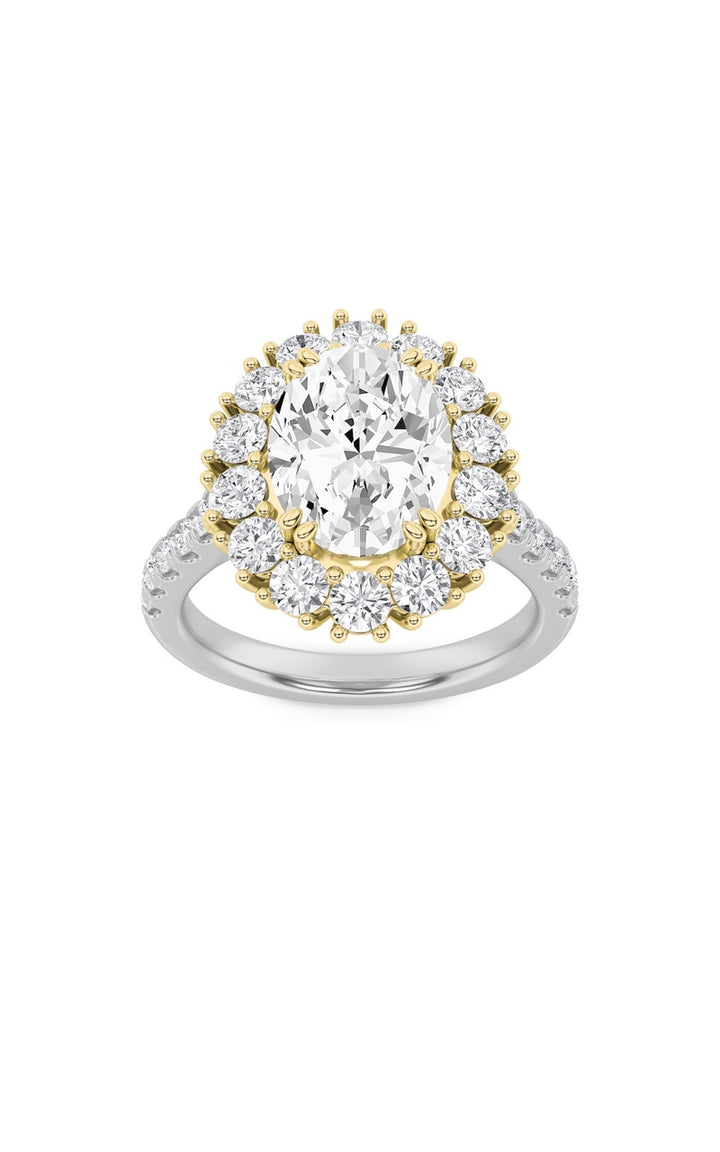 4Cttw Oval Shaped Lab Grown Diamond (F/VS) Bold Classic Engagement Ring in 14K Gold