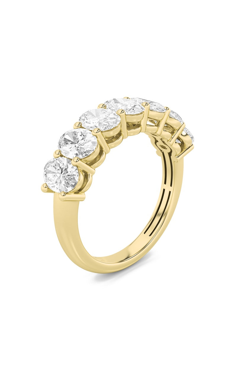 3Cttw Oval Shaped Lab Grown Diamond (F/VS) Seven Stone Band Ring in 14K Gold