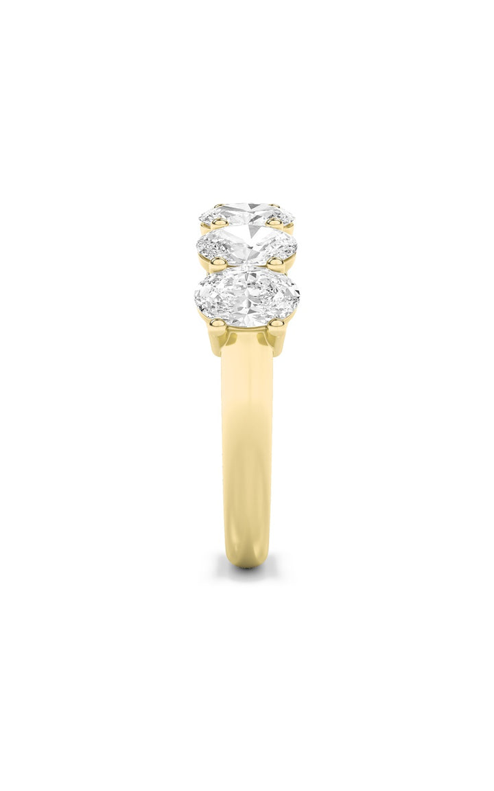 3Cttw Oval Shaped Lab Grown Diamond (F/VS) Seven Stone Band Ring in 14K Gold